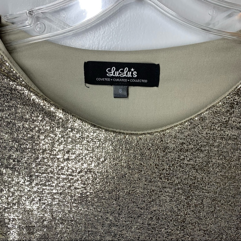 Lulu’s Gold Metallic Long Sleeve Bodycon Dress - Picture 4 of 6